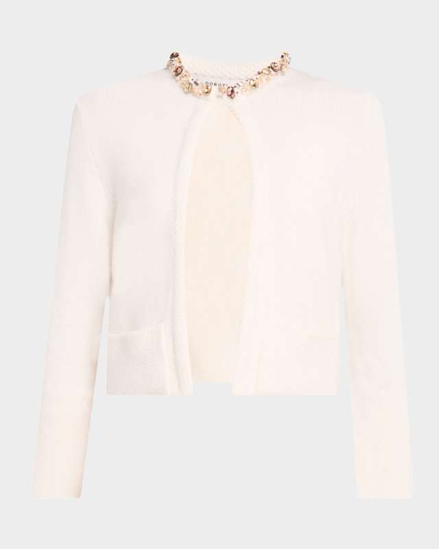 Sparkling Luxury Bead & Crystal-Trim Cardigan